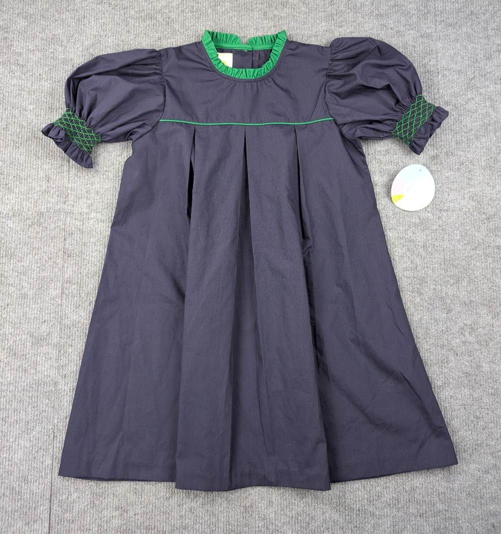 Zuccini Kids Dress Girls 10 Smocked Josephine Retro Cottage Preppy Blue Pleated